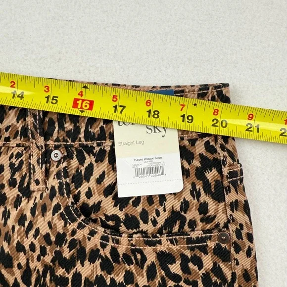 Terra & Sky Women's Core Straight Stretch Brown Leopard Denim Jeans Plus 18W NWT - Picture 7 of 10